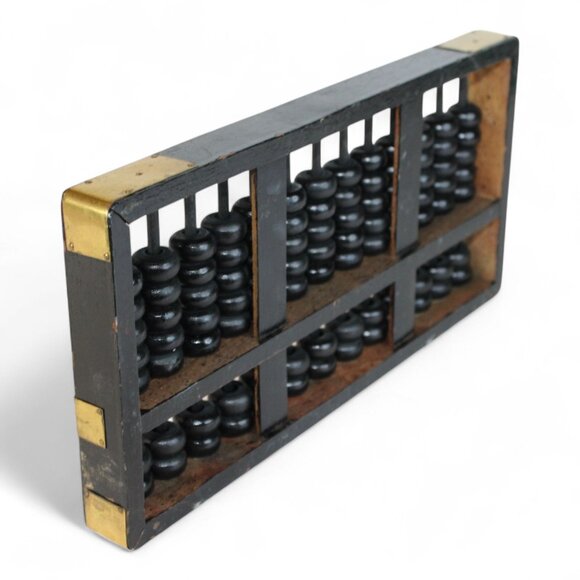 Vintage Chinese Abacus With Black Beads & Wooden Frame - Picture 4 of 5